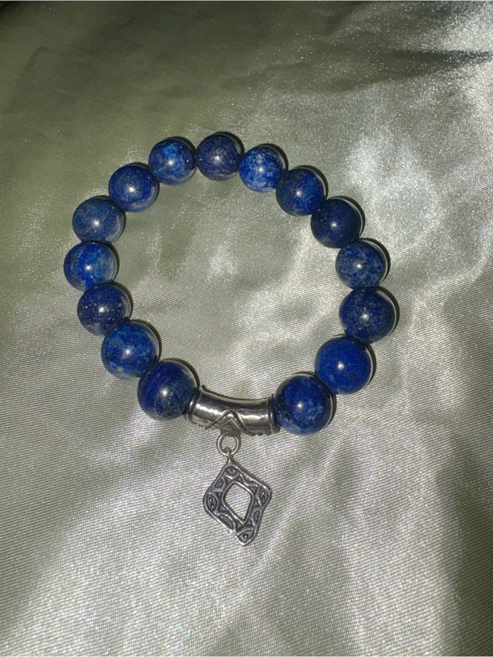 Silpada Blue Bead Stretch Bracelet with Silver-Tone Charm